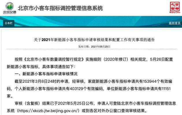 超15万个家BOB盘口庭申请 北京新政后首期新能源小客车指标今天配置